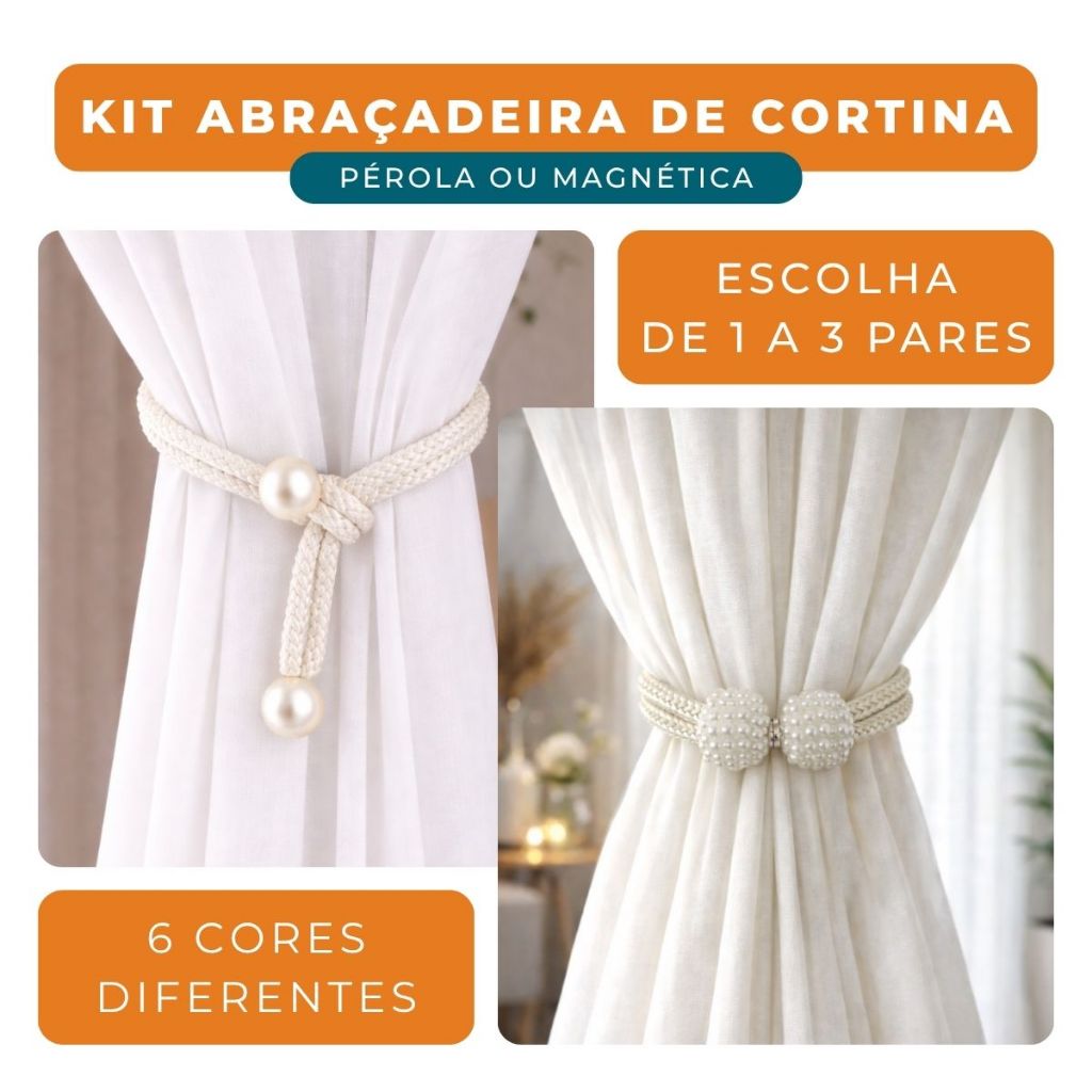 Kit Abraçadeira de Cortina Luxo Com Imã Magnética Ou Pérola Sala Quarto Prendedor de Cortina em Oferta na Shopee