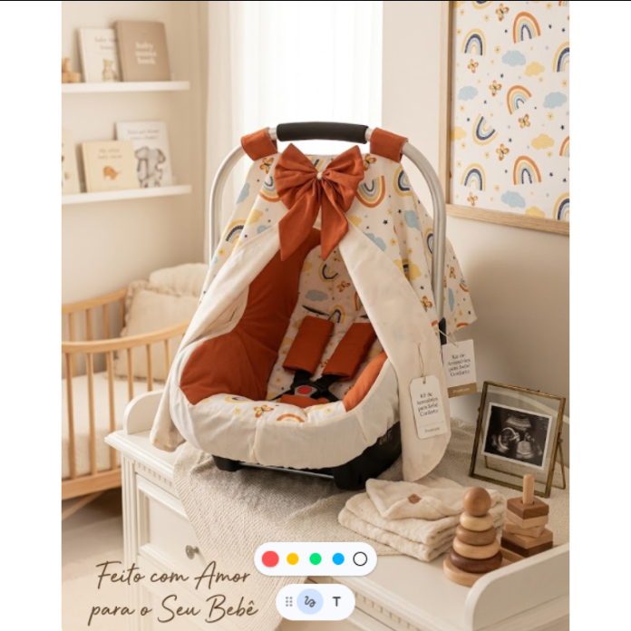 Kit Capa Bebe Conforto Protetor De Cinto Com Tenda Capota Solar Universal Menino Menina