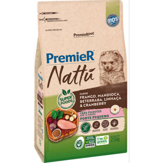 Ração Seca PremieR Pet Nattu Mandioca para Cães Filhotes 2,5kg