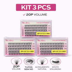 New Show Kit 3 Caixas 20P/30P/40P/50P Volume Natural Extensão Profissional Sem Nó Extensão