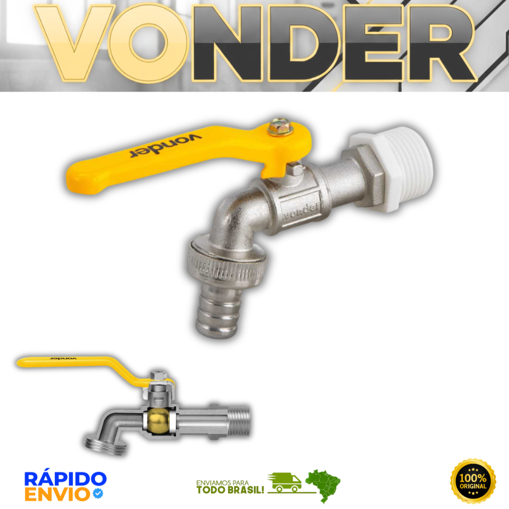 Torneira Jardim Com Esfera Bucha Redução Vonder Metal Tanque Mangueira Original Oferta Premium
