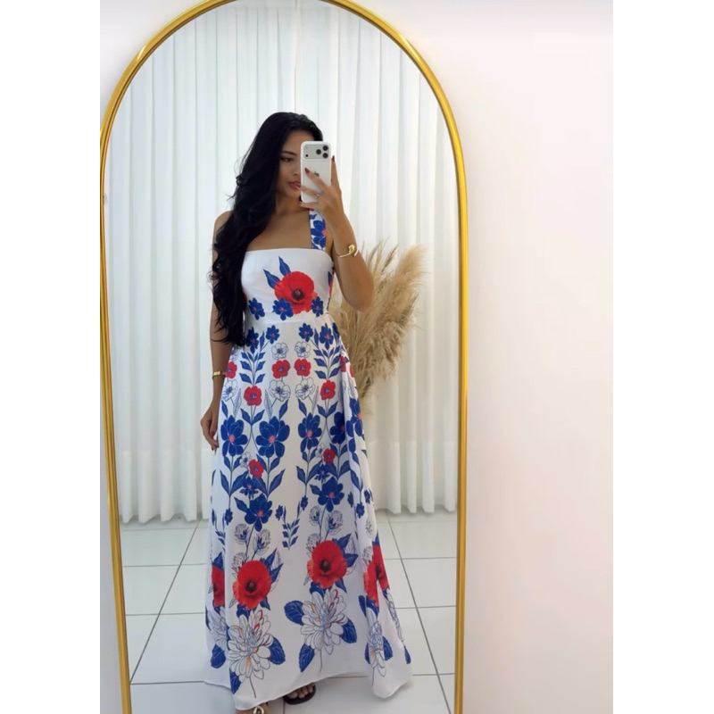 VESTIDO AMÉLIA LONGO FLORAL PATY GIRL