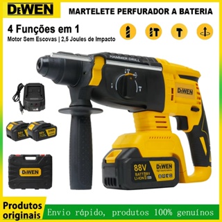 Martelete Perfurador a Bateria 88V 2 Baterias 4 em 1 com 4 Modos de Operação e Mandril SDS-Plus para Construção e Demoli em Oferta na Shopee