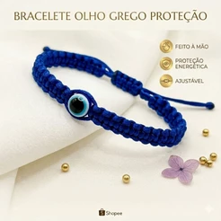 Pulseira olho grego ajustável, Pulseira de proteção
