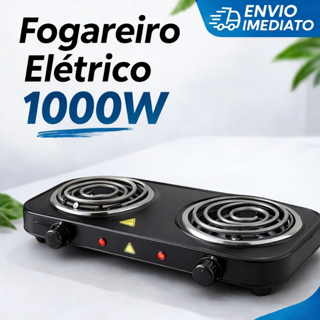 Imagem Fogareiro Elétrico Cooktop 2 Bocas Portátil 2000W Kaza+ Camping Cozinha 110V Ou 220V Viagem Premium