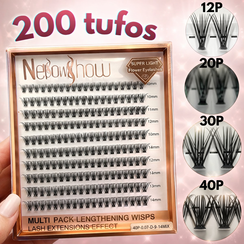 Cílios Tufo Tufinho 12P/20P/30P/40P New Show Cilios Postiços Extensão Wispy Alongamento Escolha