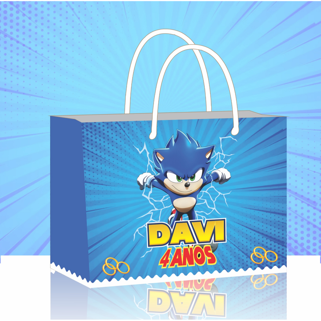 Sacolinha(M) O SONIC personalizada - lembrancinha de festa - aniversário - sacolinha surpresa