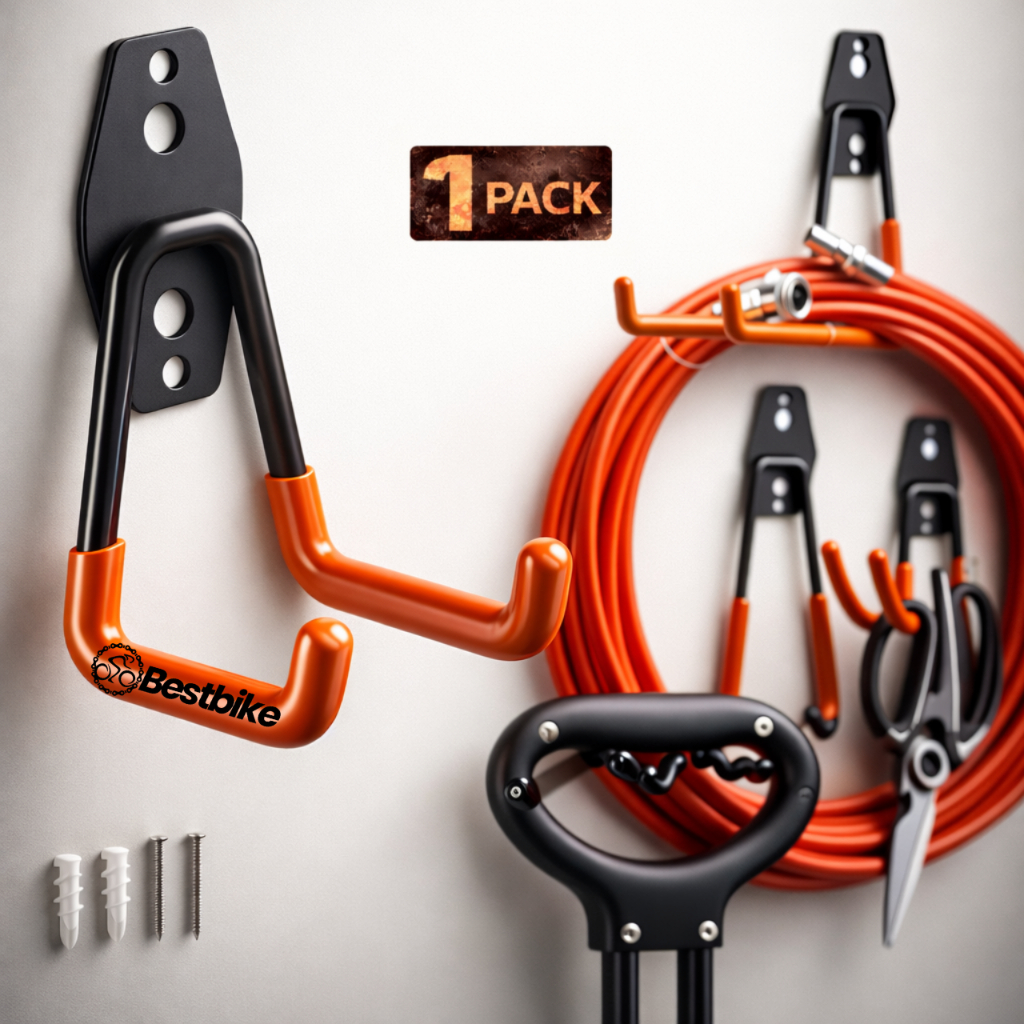 Suportes De Parede Aço Multiuso 20kg Gancho Horizontal Bicicleta Mangueira Escada Ferramentas Organizaçao Bicicletário