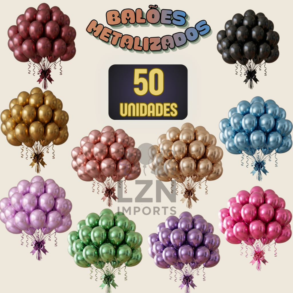 50 Balão Metalizada N° 10 Bexiga Decoração de Festa Aniversário Casamento Evento Painel Cromada em Oferta na Shopee