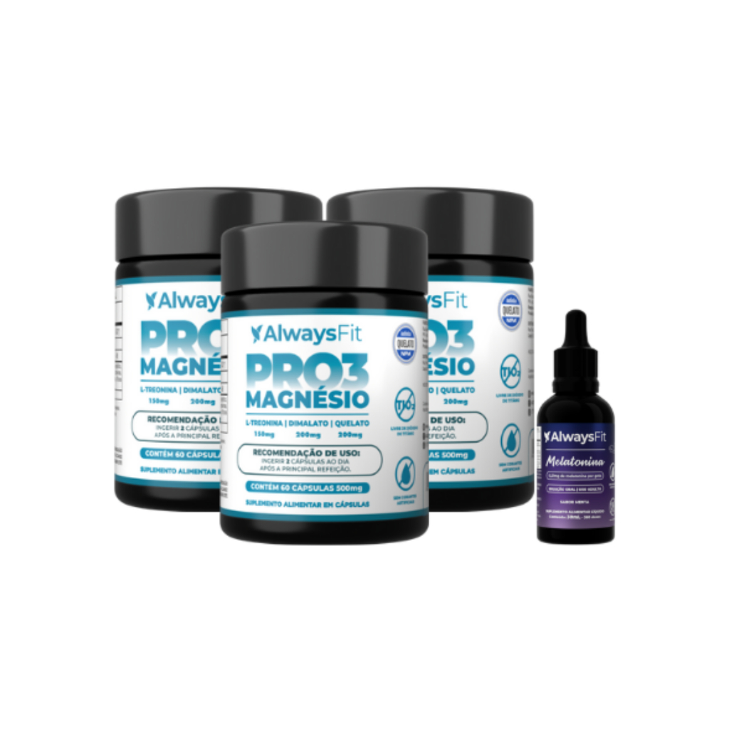 Pro3magnésio Always Fit Kit 3 Magnésio Treonato Quelato Dimalato 60 Cápsulas
