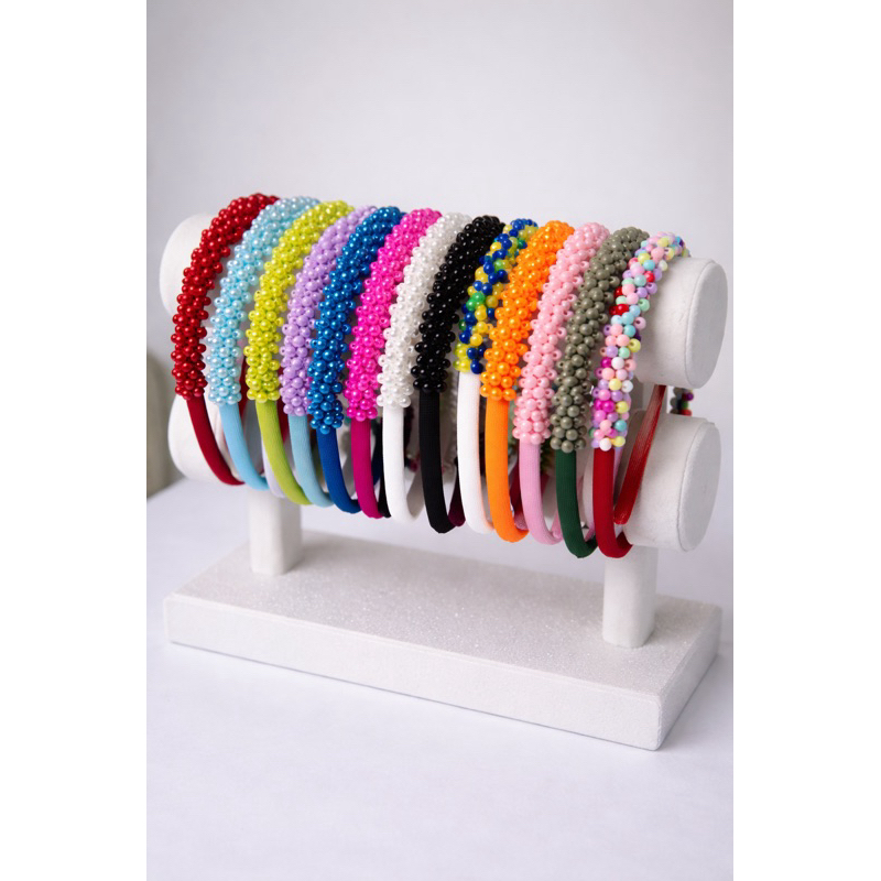 Tiara de pérolas acessórios cabelo luxo delicada  tiara de contas com tecido feita a mão moda