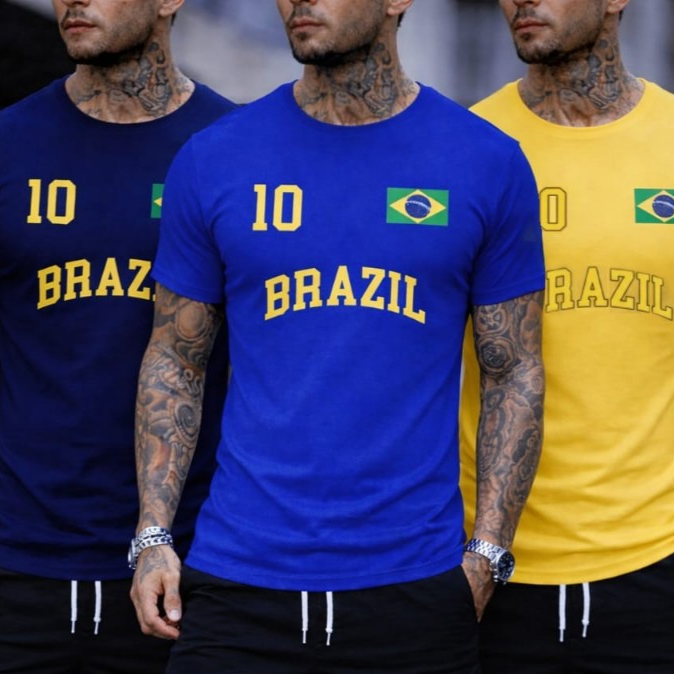 Kit Camiseta Copa Do Mundo Brasil Camisa 10 100% Algodão