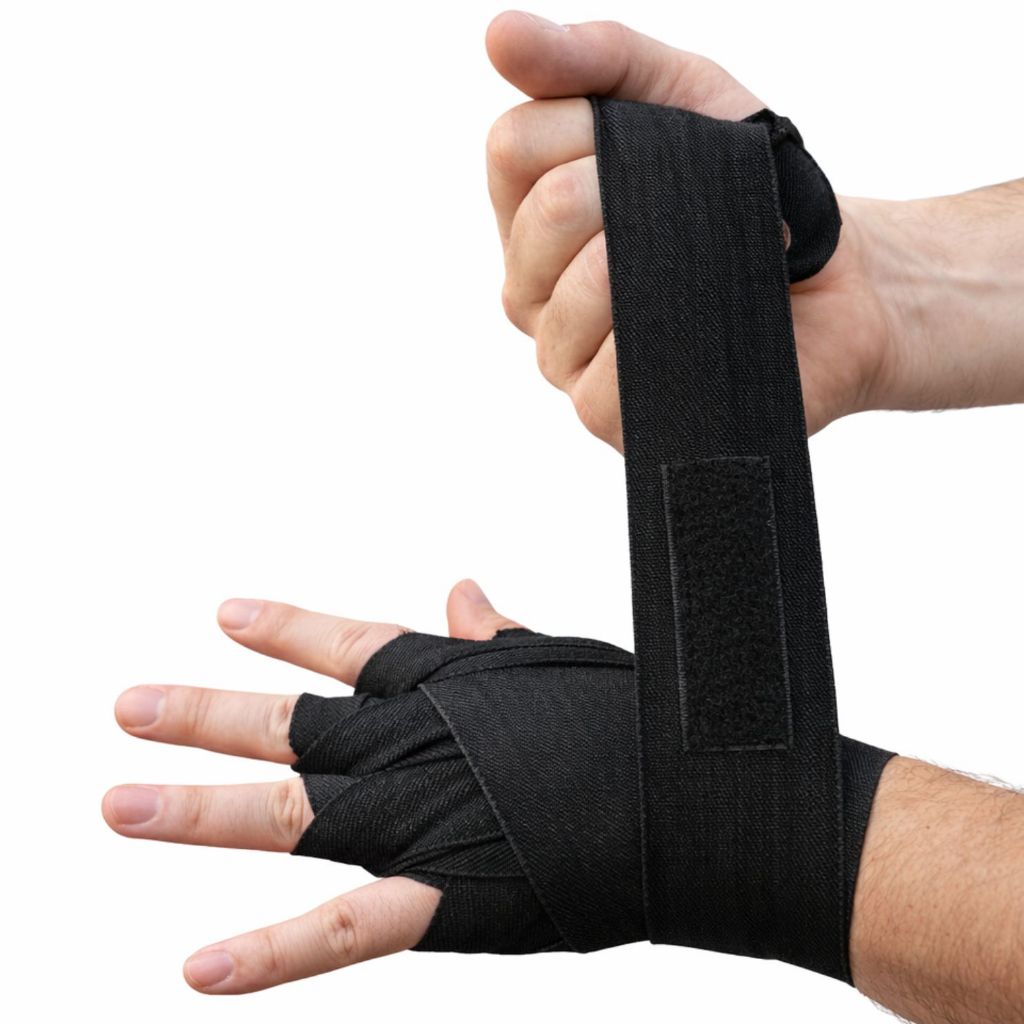 Bandagem Elástica 3m Preta Boxe Muay Thai MMA Proteção Mãos Punho com Velcro