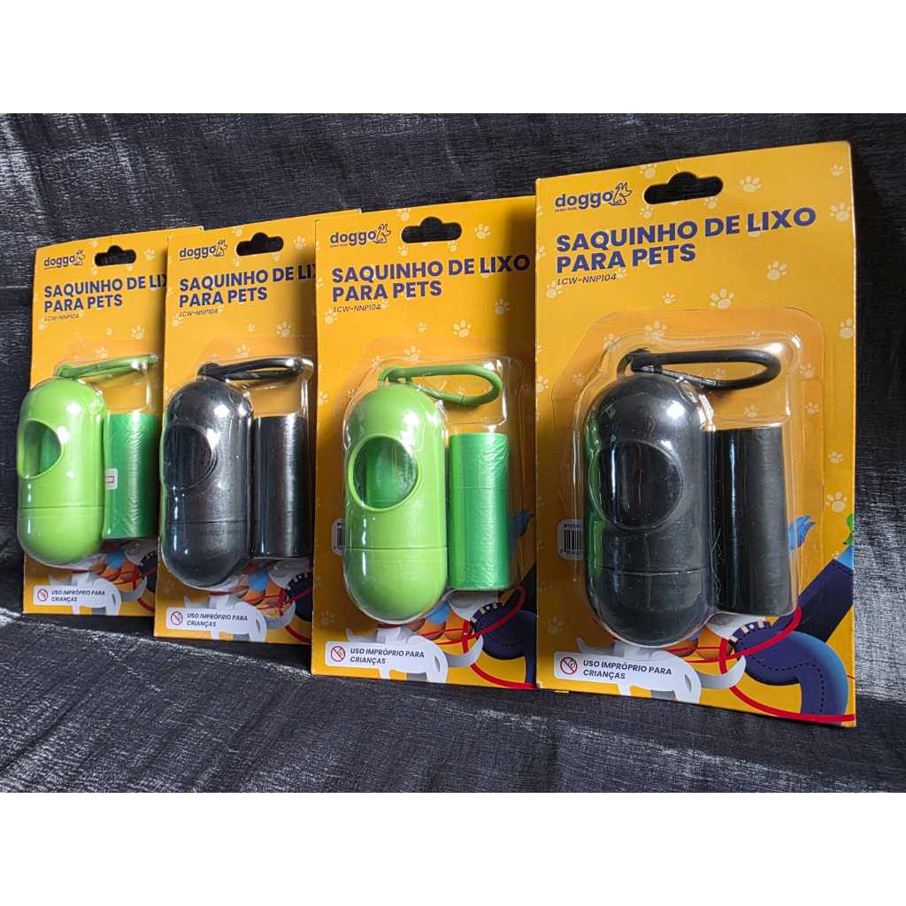 KIT 1 Porta/Suporte + 2Rolos de 40 Saquinhos Higiênico Pet com Refil Dispenser Sacola Fezes Cachorro