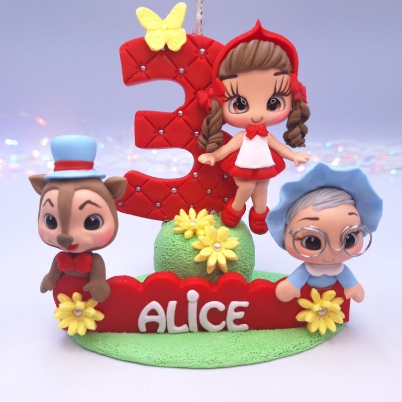 Vela chapéuzinho vermelho em biscuit, topo de bolo chapéuzinho vermelho, aniversário festa infantil
