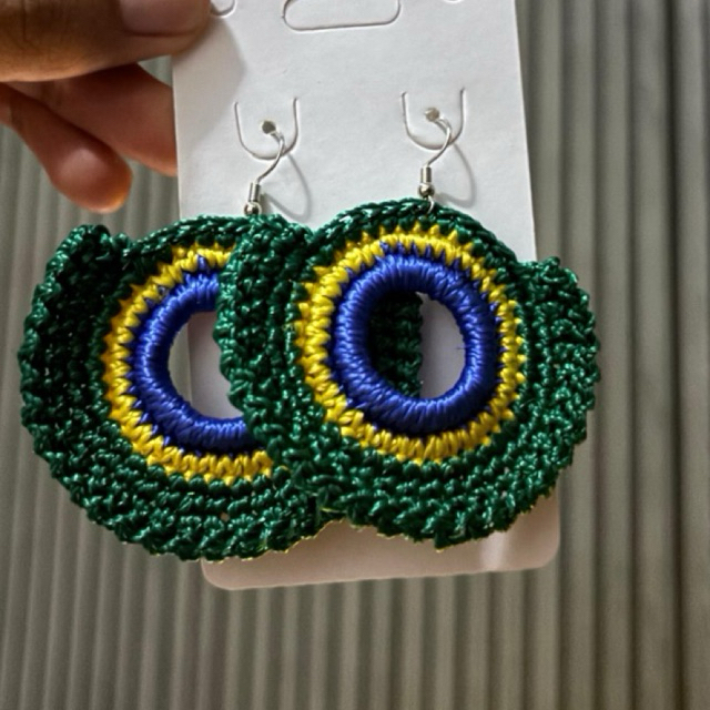 par de brinco do Brasil de crochê / brincos da seleção brasileira