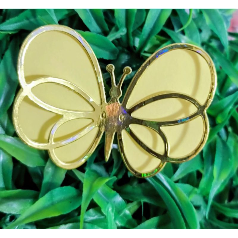 Kit 20 borboleta Real/apliques para lembrancinhas/apliques para topo de bolo/Borboletas dupla. Amarelo+lamicote dourado.