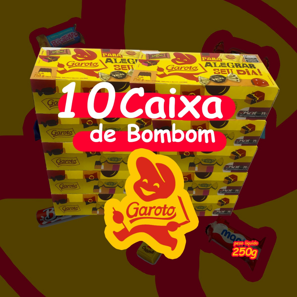 Kit com 10, 5 e 3 caixas de bombons garoto - sua pascoa muito mais feliz