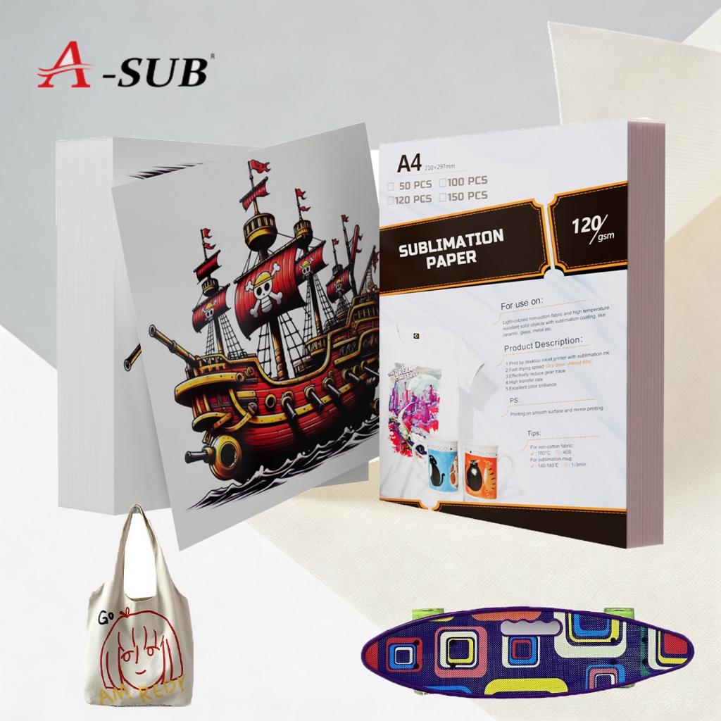 Papel de sublimação A4 de transferência de calor para camisetas DIY Tecidos de almofada Canecas