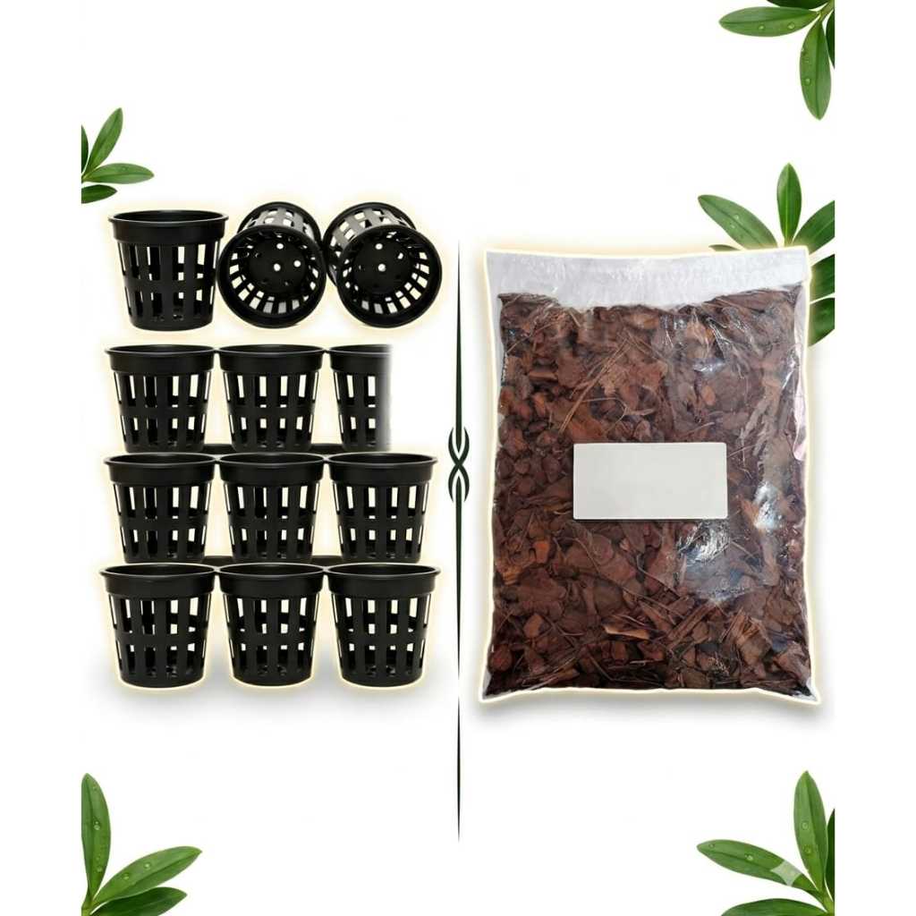 Kit Replantio Orquídeas: 10 Vasos Redinha N15 + 10L Substrato Premium