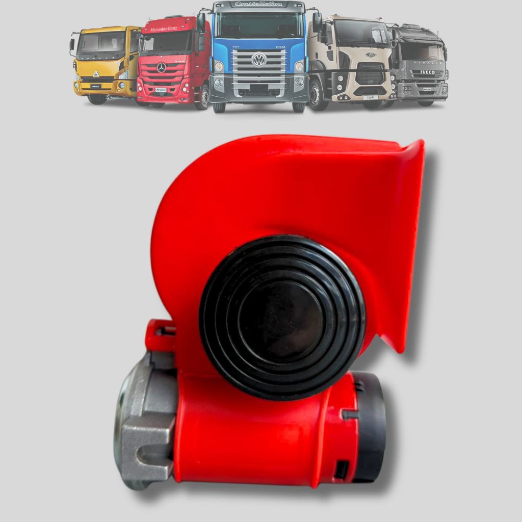 Buzina A Ar 12v Carro Caminhão Moto Compacta C/ Compressor Vermelho
