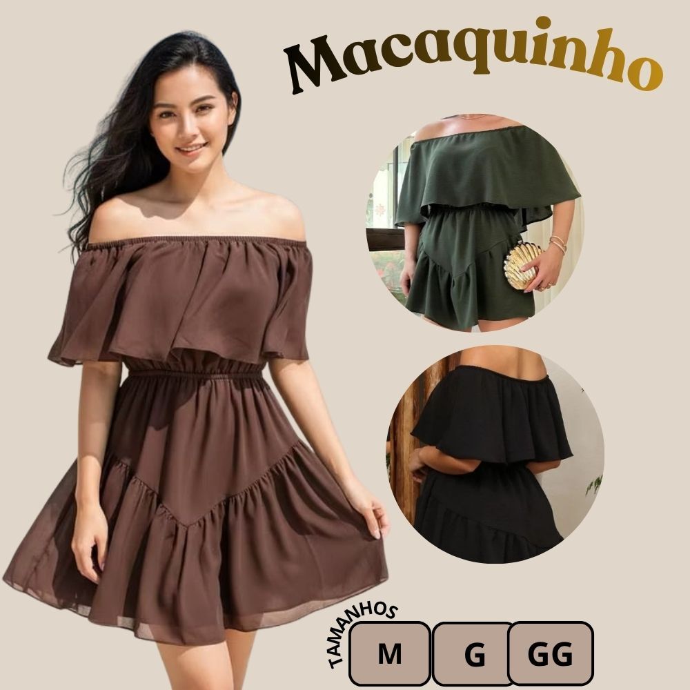 VESTIDO MACAQUINHO FEMININO ELEGANTE  MODELO CIGANINHA SOLTINHO