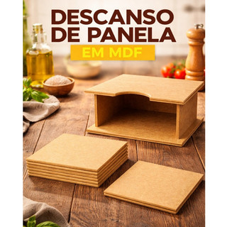 Jogo Descanso De Panela C/6 Mdf Suporte Apoio De Mesa Organizador Cozinha Moderno Diferente Travessa