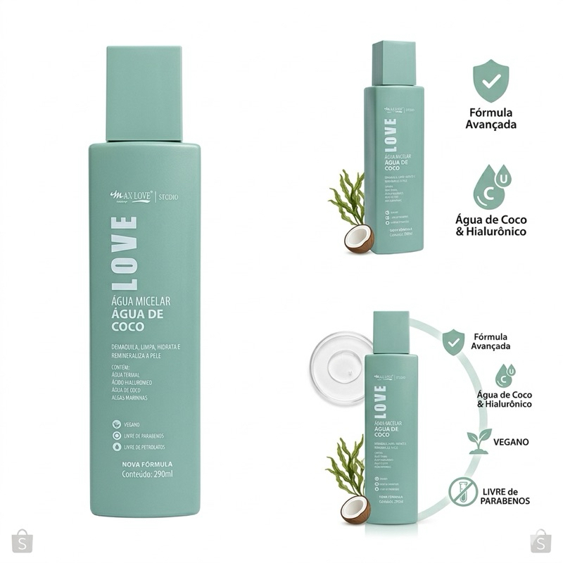 Tônico Facial Max Love - Limpeza e Hidratação com Ação Adstringente e Hidratante