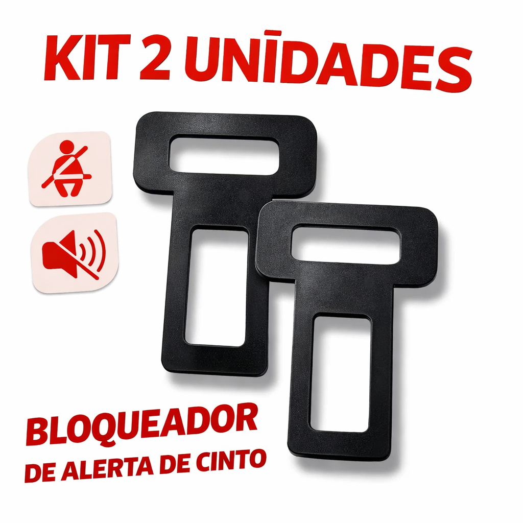 Fivela KIT 2 Unidades Clip Trava Cinto de Segurança Anti Alarme Sonoro Universal Carro Barulho apito