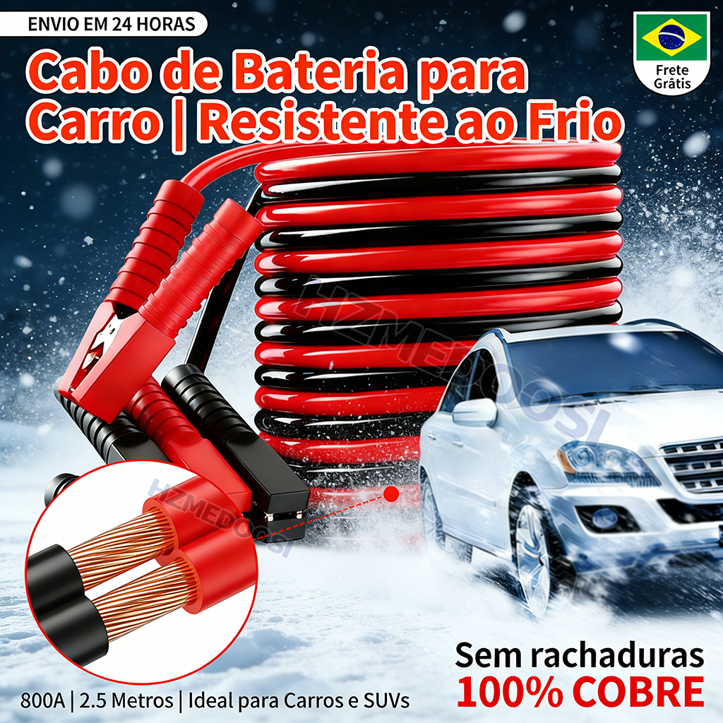 Cabo Transferência Chupeta Carga De Bateria Automotiva 3 M 800-2.000Amp Universal PROFISSIOINAL em Oferta na Shopee