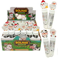Kit 24 Bolha de Sabão Bolinha de Sabão Animais da Fazendinha Brinquedo Lembrancinha Prenda Atacado