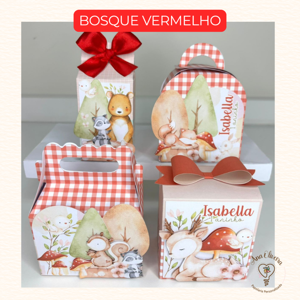 Kit Festa Bosque vermelho 02 | Lembrancinhas | Festa | Aniversário | Personalizados | Caixinhas