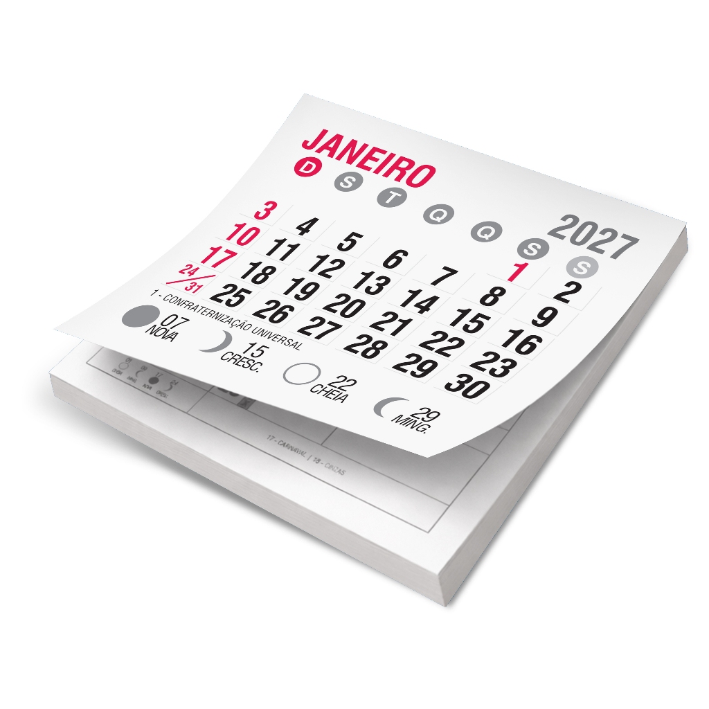 1000/3000 Mini Bloco de Calendário p/ Ímã de Geladeira 2027