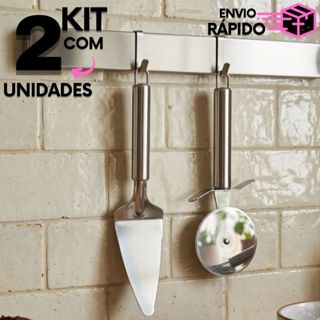 Kit 2 Carretilha Cortador De Pizza - Espátula De Bolo Resistente Inox Premium em Oferta na Shopee