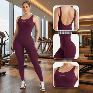 Macacão Fitness Feminino Longo Para Treino Roupa de Academia com Costas Abertas em Oferta na Shopee