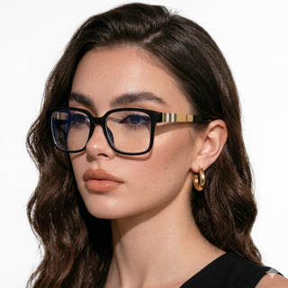Óculos Feminino Quadrado Estilo Moderno Listras Tela Lente Anti Luz Azul Conforto Visual em Oferta na Shopee