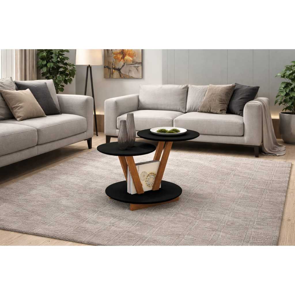 Mesa Centro Laguna 2 Andares Mdf Sala Quarto Escritorio RecpçãoIndustrial Barato Moderna