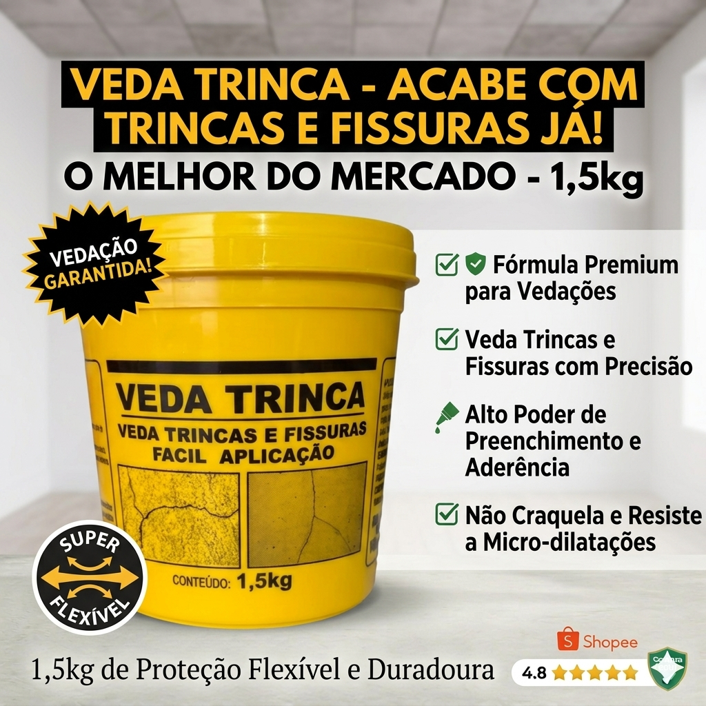 Veda Trinca Spartex 1,5kg Selante Acrílico Tapa Fissura Rachadura Parede Piso E Laje Massa Flexível Reparo Secagem Rápid