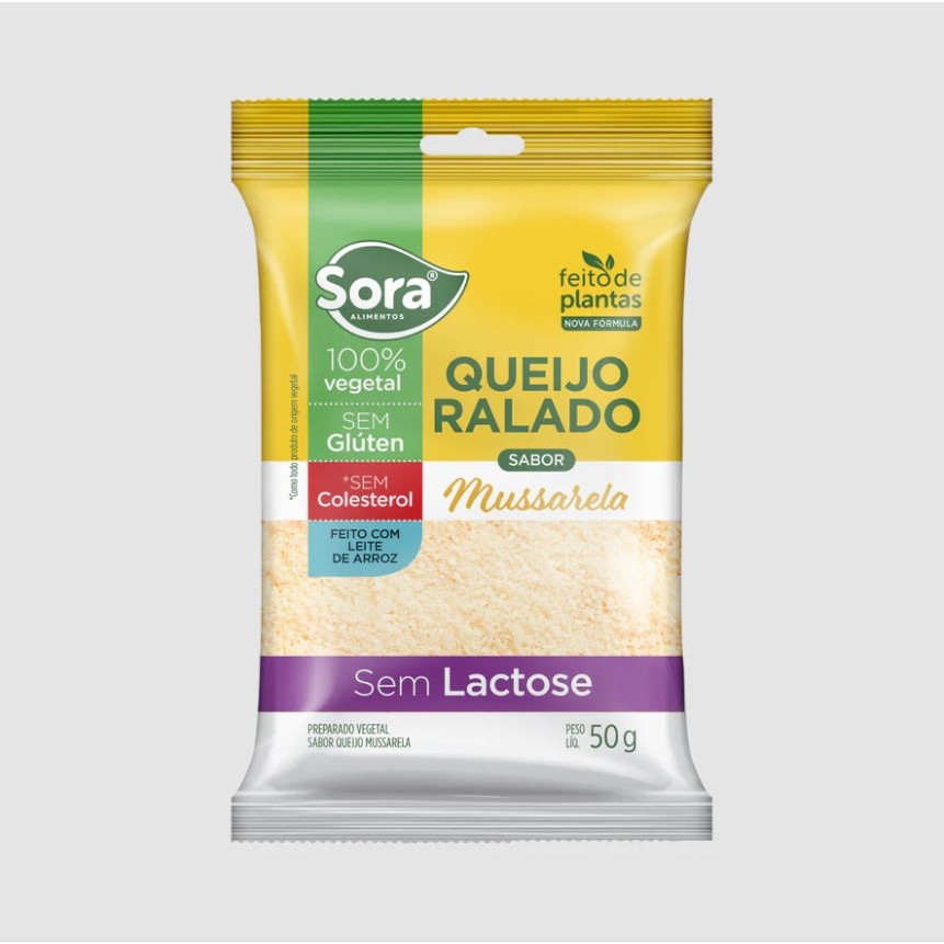 Queijo Vegetal Ralado Sora Mussarela 50g – Leve, Prático e 100% Feito de Plantas