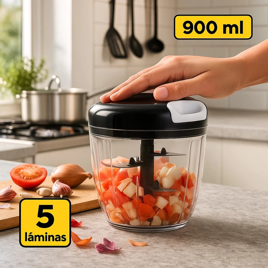 Processador Manual Alimentos Compacto Triturador Portatil Cozinha Facil Pratico