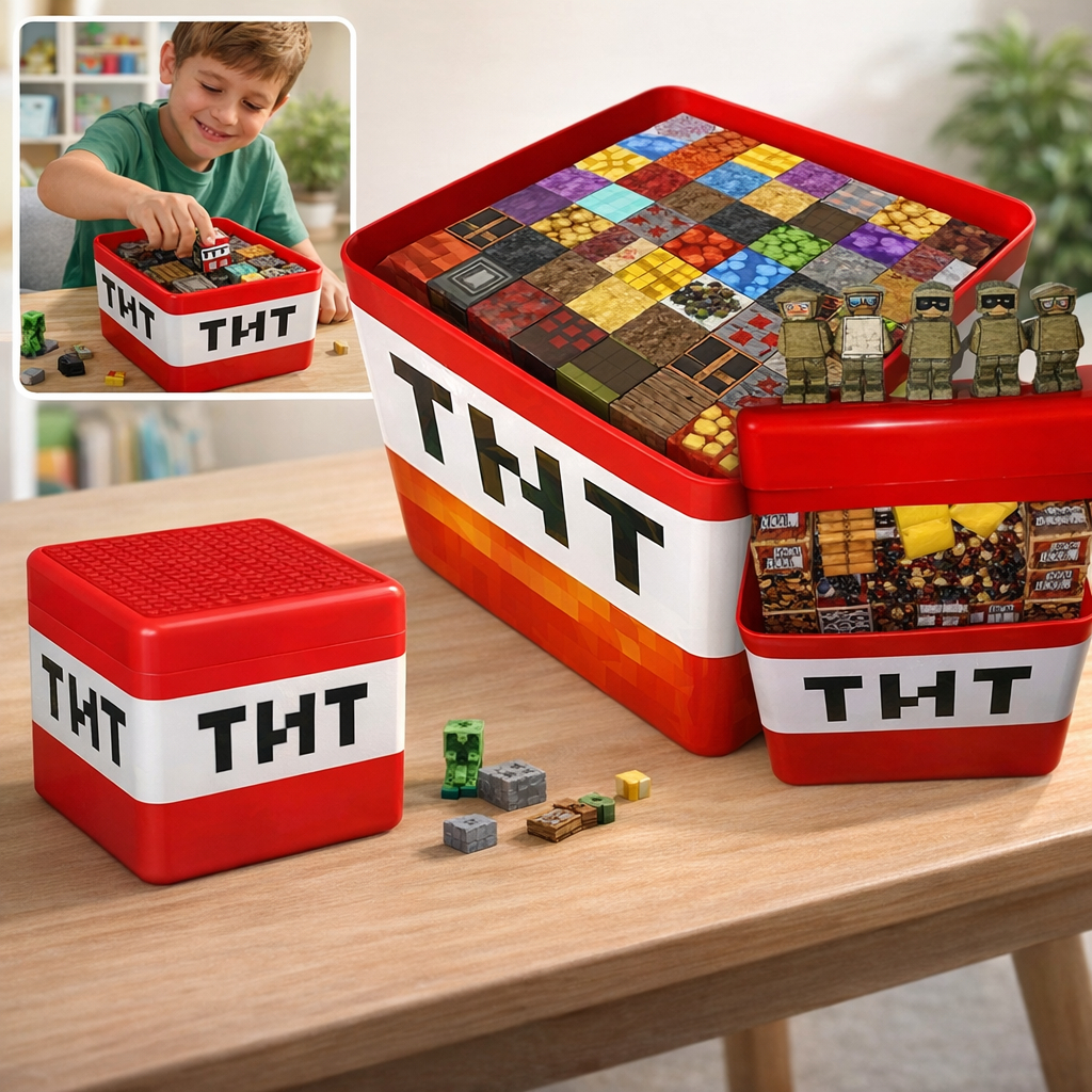 Bloco De Montar Magnético Infantil Cubos Construção  Peças Educativa mine com Caixa Exclusiva em Oferta na Shopee