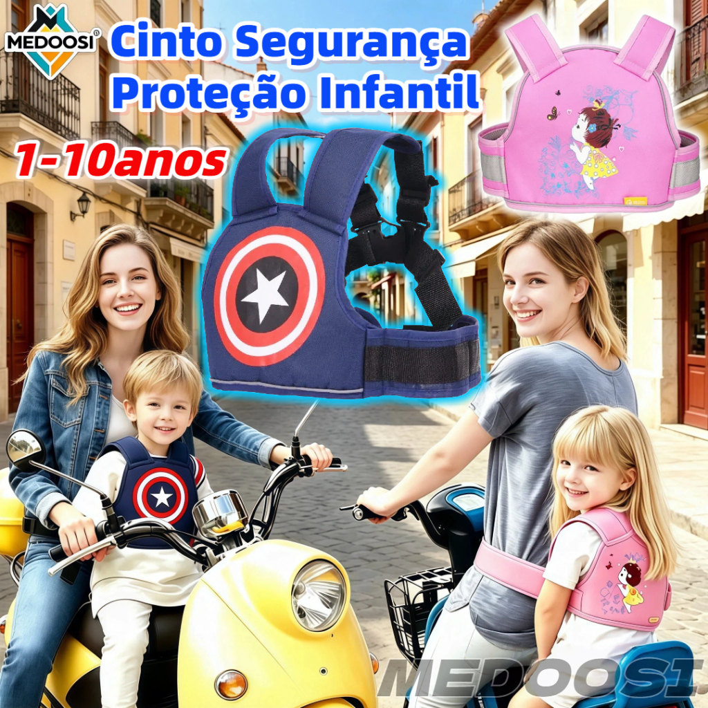 ​​Colete de Cinto Segurança Proteção Infantil Anti-Queda Ajustável para Motocicleta,Bicicleta Arnês Reflexivo Criança​​ em Oferta na Shopee