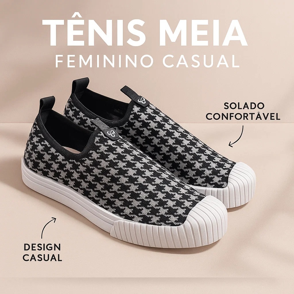 Tenis Slip Meia Feminino Macio Leve e Confortável