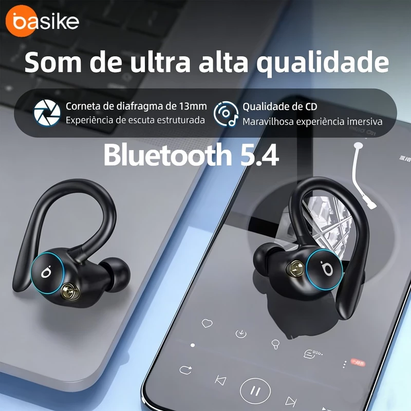 Fone de Ouvido Bluetooth Sem Fio Basike com Microfone e Som Estéreo — foto 7