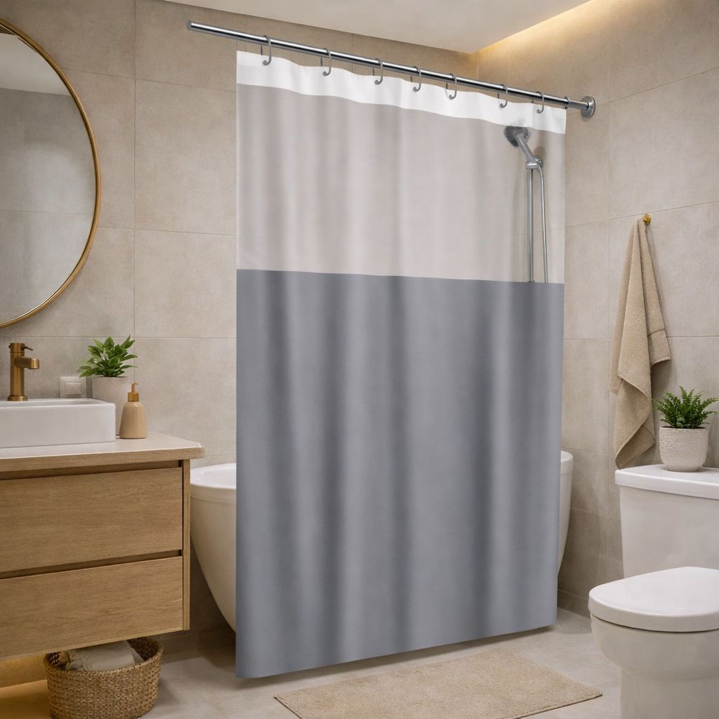 Cortina Para Box com Visor Transparente 1,35x2m Vinil Impermeável Banheiro 4 Cores