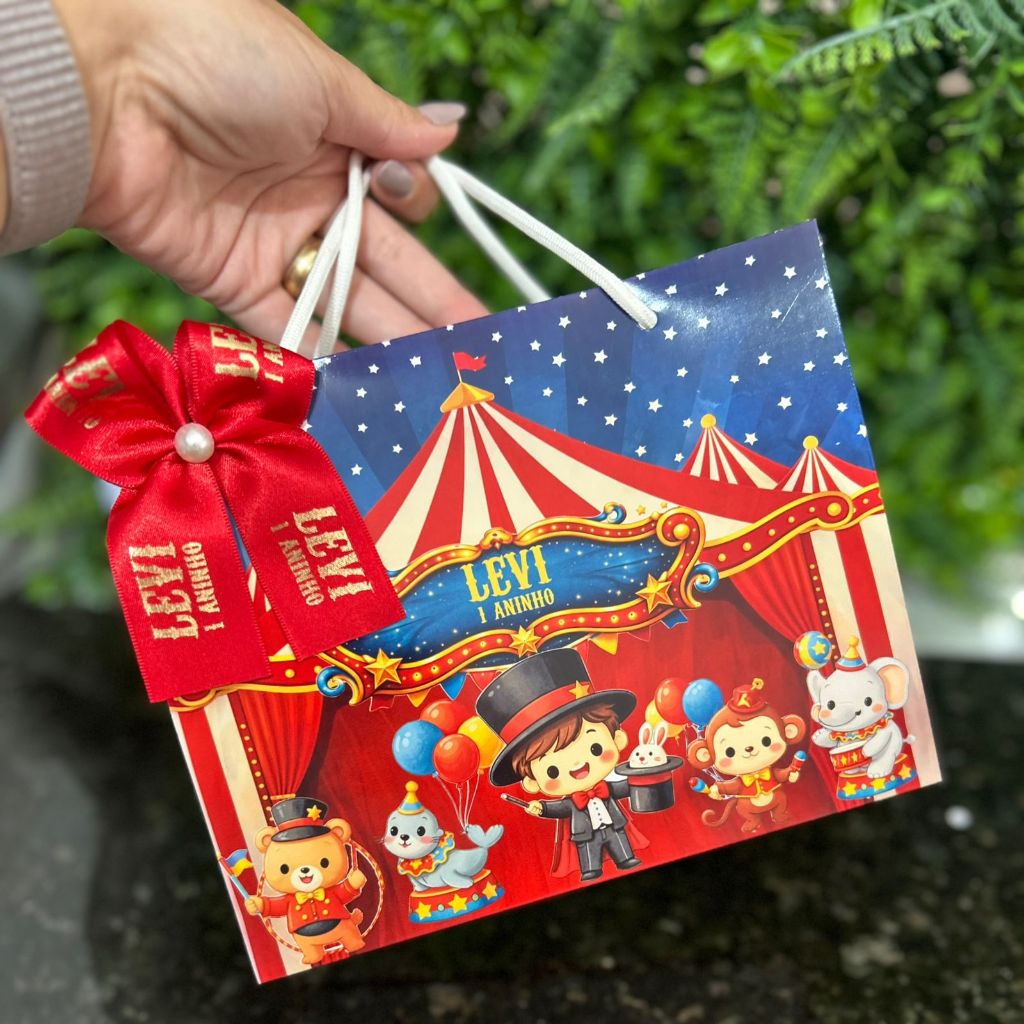 PEGUE E MONTE Sacolinha Surpresa Personalizada Circo Vermelho | Lembrancinhas | Festa Aniversário | Lancheirinha