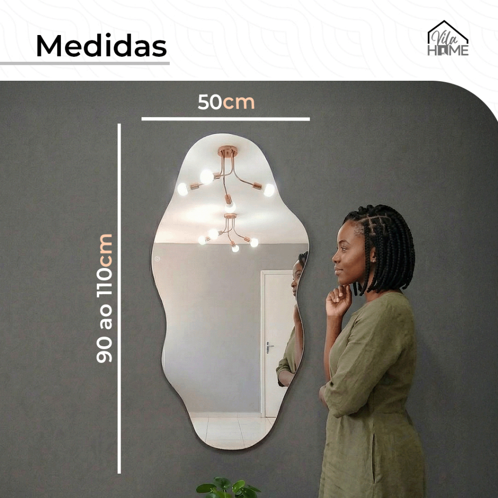 Detalhes do Espelho Com Led Grande Corpo Inteiro Touch Screen Sala Quarto Orgânico