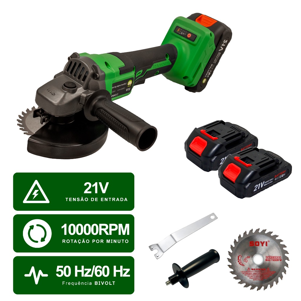 Esmerilhadeira Profissional Lixadeira 2 Bateria 21v + Maleta Bivolt