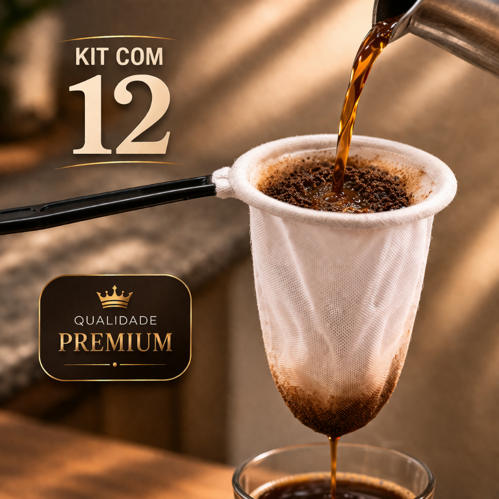 Kit 12 Coador de Café Leite Chá Grande Algodão Cabo Plástico Cozinha Utilidades