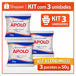 Bolas de Algodão Apolo 50g Kit com 3 Pacotes - Limpeza de Pele Maquiagem em Oferta na Shopee